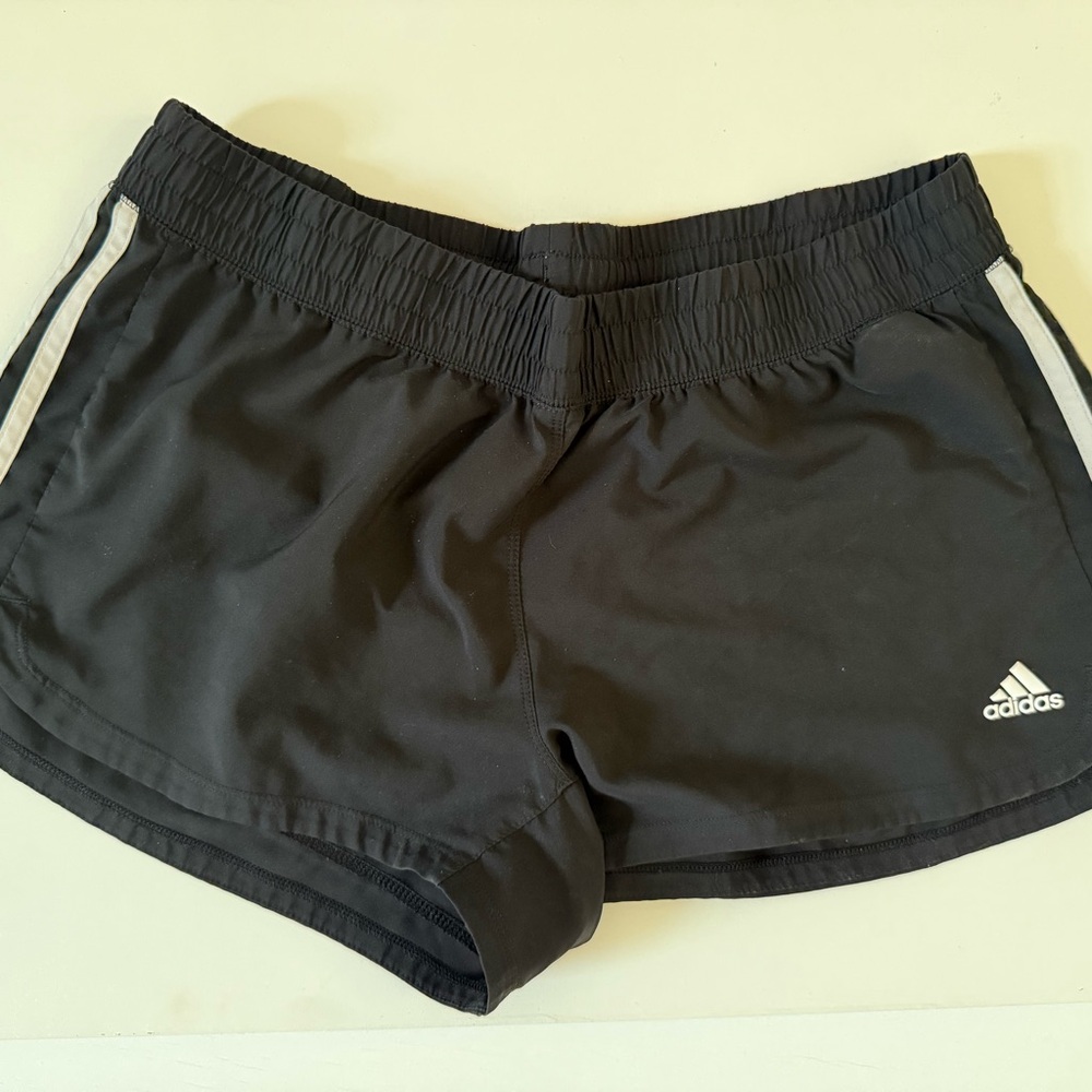 Adidas Women's Black Athletic Shorts with White Accents